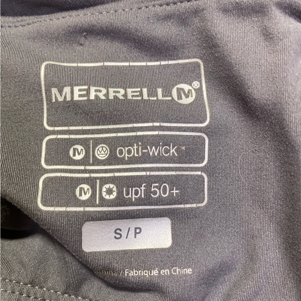Merrell Workout Tank Gray Strap Racerback Ruched Bust UPF 50 Size Small - Picture 6 of 9